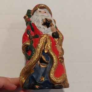 Santa Claus Holiday Ornament with Gold Accents